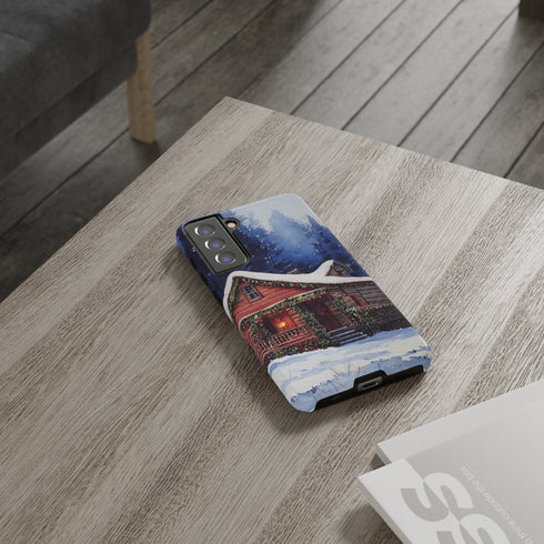 Cozy Christmas Cabin in the Snow - Impact Resistant Phone Case